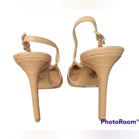 NWOT Express Croc-Embossed Cutout Cocktail Formal Slingback Pumps Size 10 - Picture 4 of 5